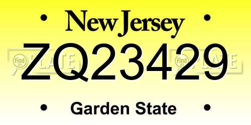 ZQ23429 New Jersey License Plate