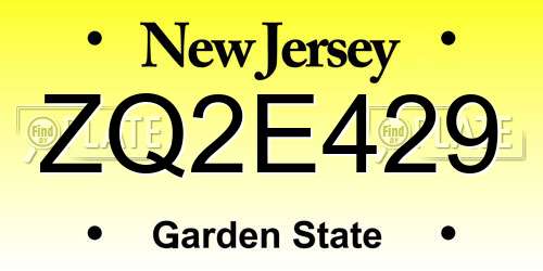 ZQ2E429 New Jersey License Plate