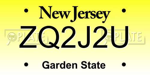 ZQ2J2U New Jersey License Plate