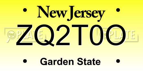 ZQ2T0O New Jersey License Plate