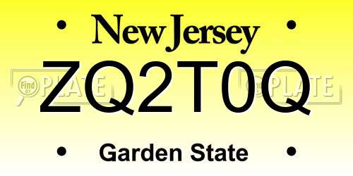 ZQ2T0Q New Jersey License Plate
