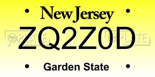 ZQ2Z0D New Jersey License Plate