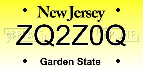 ZQ2Z0Q New Jersey License Plate