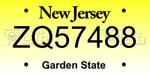 ZQ57488 New Jersey License Plate