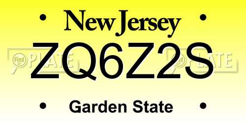 ZQ6Z2S New Jersey License Plate
