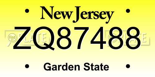 ZQ87488 New Jersey License Plate
