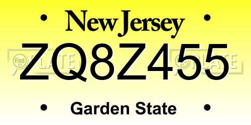 ZQ8Z455 New Jersey License Plate
