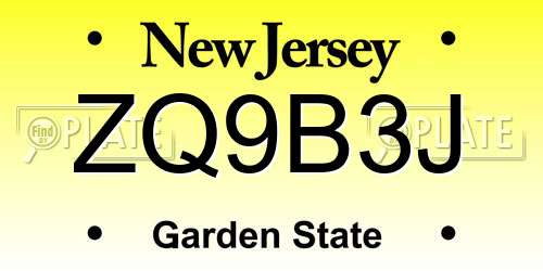 ZQ9B3J New Jersey License Plate