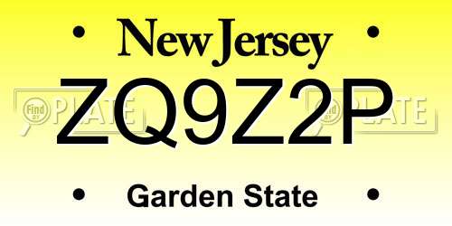 ZQ9Z2P New Jersey License Plate