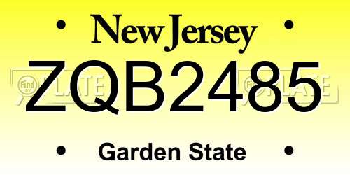 ZQB2485 New Jersey License Plate