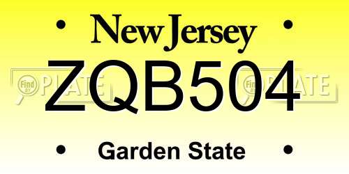 ZQB504 New Jersey License Plate