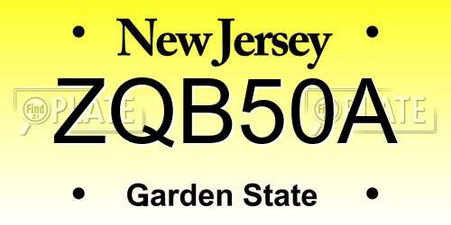 ZQB50A New Jersey License Plate