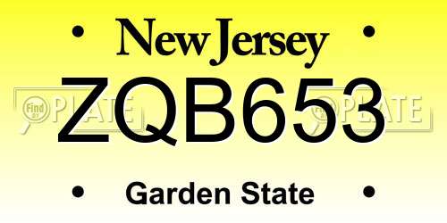 ZQB653 New Jersey License Plate