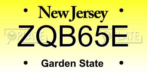 ZQB65E New Jersey License Plate