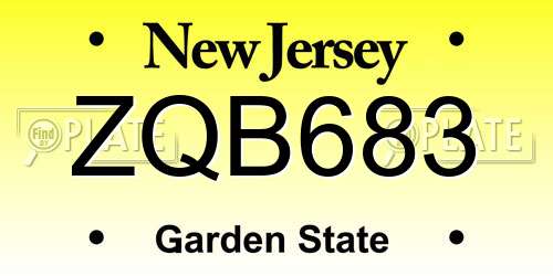 ZQB683 New Jersey License Plate