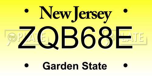 ZQB68E New Jersey License Plate