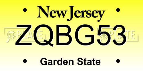 ZQBG53 New Jersey License Plate