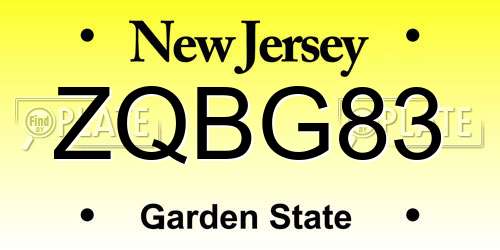 ZQBG83 New Jersey License Plate
