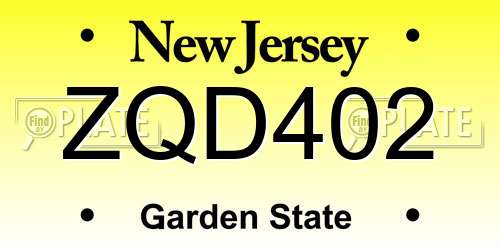 ZQD402 New Jersey License Plate