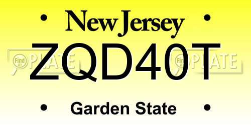 ZQD40T New Jersey License Plate
