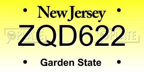 ZQD622 New Jersey License Plate