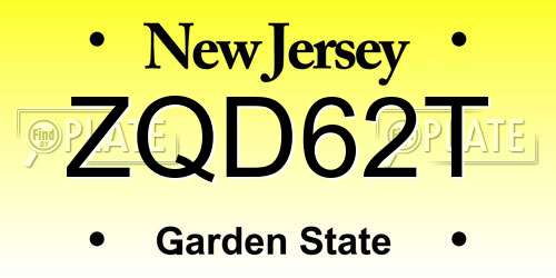 ZQD62T New Jersey License Plate
