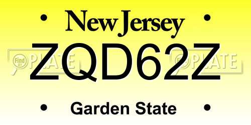 ZQD62Z New Jersey License Plate