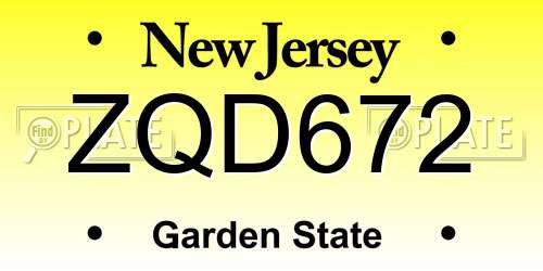 ZQD672 New Jersey License Plate