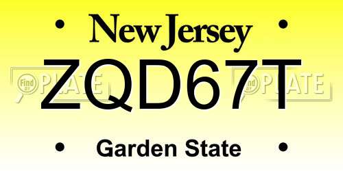 ZQD67T New Jersey License Plate