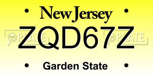 ZQD67Z New Jersey License Plate