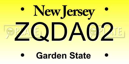 ZQDA02 New Jersey License Plate