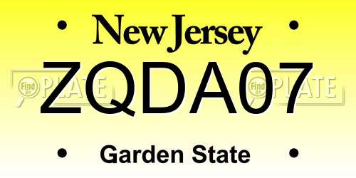 ZQDA07 New Jersey License Plate