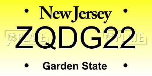 ZQDG22 New Jersey License Plate
