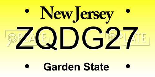 ZQDG27 New Jersey License Plate