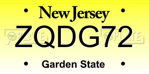 ZQDG72 New Jersey License Plate