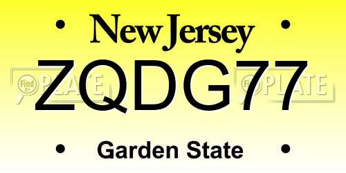 ZQDG77 New Jersey License Plate