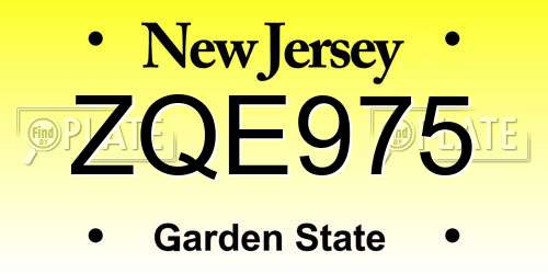 ZQE975 New Jersey License Plate