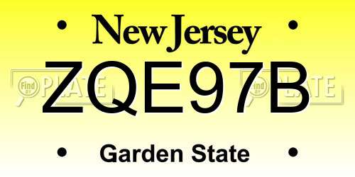 ZQE97B New Jersey License Plate