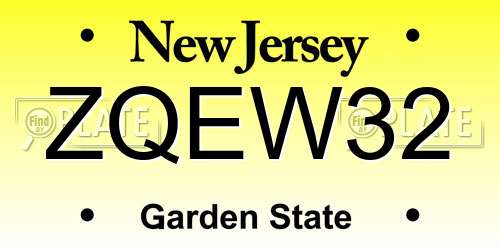 ZQEW32 New Jersey License Plate