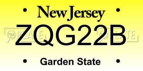 ZQG22B New Jersey License Plate