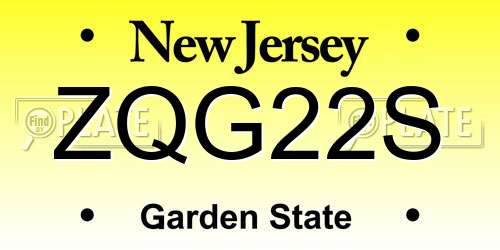ZQG22S New Jersey License Plate