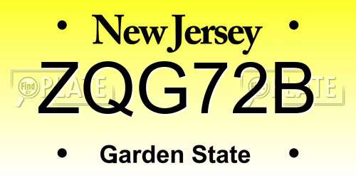 ZQG72B New Jersey License Plate