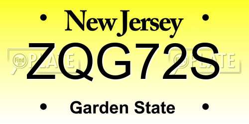 ZQG72S New Jersey License Plate