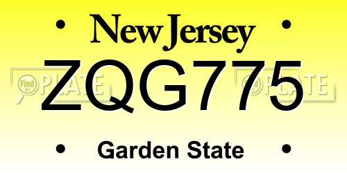 ZQG775 New Jersey License Plate