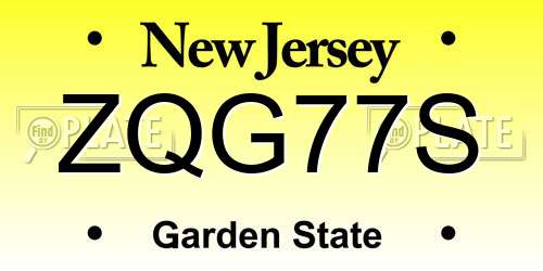 ZQG77S New Jersey License Plate