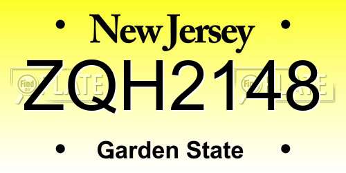 ZQH2148 New Jersey License Plate