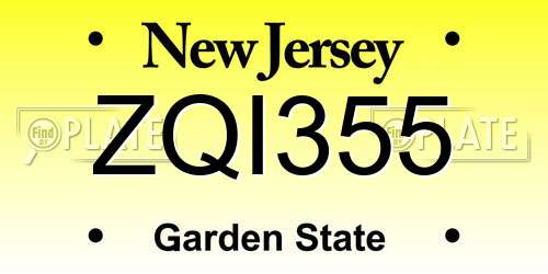 ZQI355 New Jersey License Plate