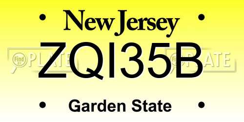 ZQI35B New Jersey License Plate