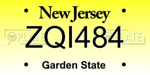 ZQI484 New Jersey License Plate