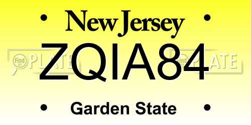 ZQIA84 New Jersey License Plate